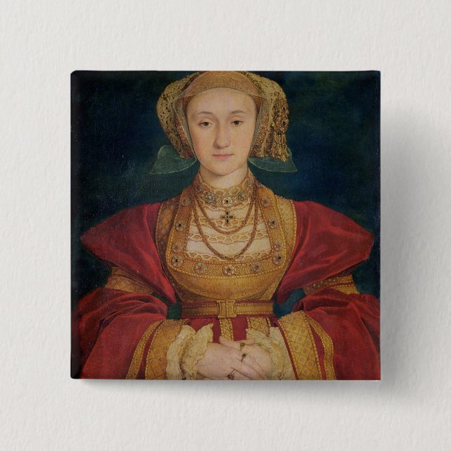 Bóton Quadrado 5.08cm Retrato de Anne de Cleves 1539 (Frente)