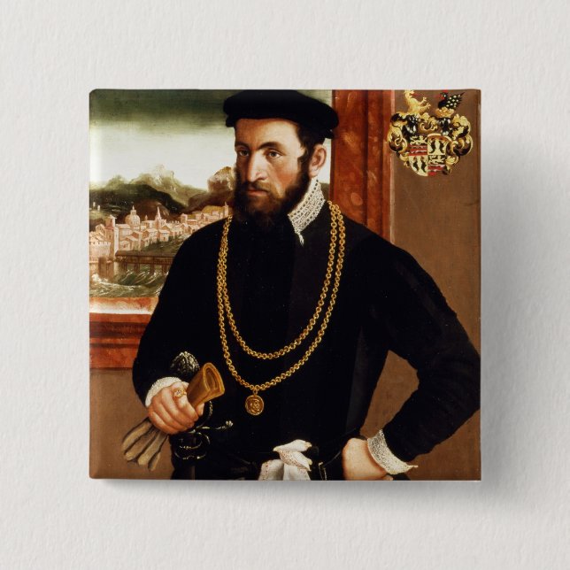 Bóton Quadrado 5.08cm Retrato de Anton Rummel von Liechtenan (Frente)