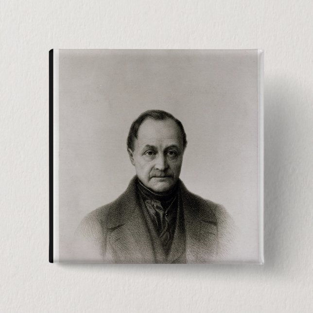Bóton Quadrado 5.08cm Retrato de Auguste Comte, filósofo francês (Frente)