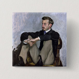 Bóton Quadrado 5.08cm Retrato de Auguste Renoir, 1867