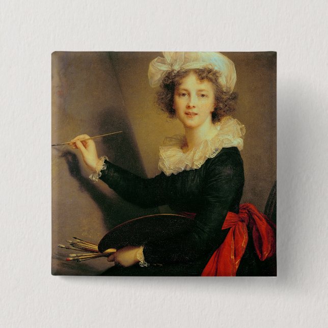 Bóton Quadrado 5.08cm Retrato de auto, 1790 (óleo em canvas) (Frente)
