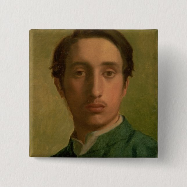 Bóton Quadrado 5.08cm Retrato de auto de Edgar Degas | (Frente)