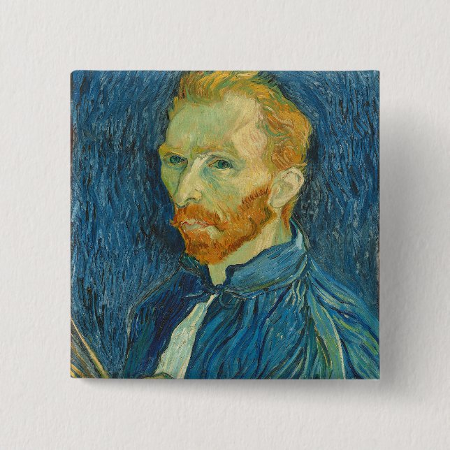 Bóton Quadrado 5.08cm Retrato de auto de Vincent van Gogh |, 1889 (Frente)
