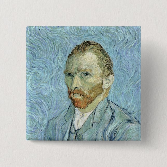 Bóton Quadrado 5.08cm Retrato de auto de Vincent van Gogh |, 1889 (Frente)
