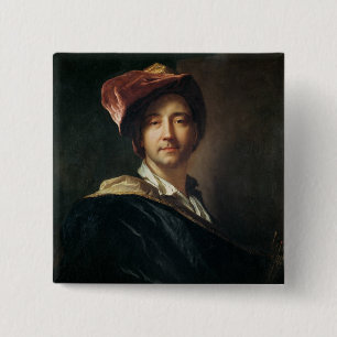Bóton Quadrado 5.08cm Retrato de auto em um turbante, 1700