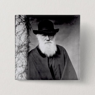 Bóton Quadrado 5.08cm Retrato de Charles Darwin 1881