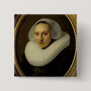 Bóton Quadrado 5.08cm Retrato de Cornelia Pronck, esposa de Albert