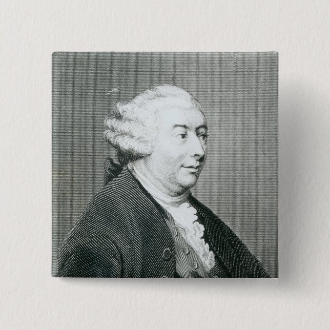 Bóton Quadrado 5.08cm Retrato de David Hume (Frente)