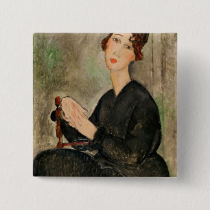 Bóton Quadrado 5.08cm Retrato de Dedie Hayden, 1918