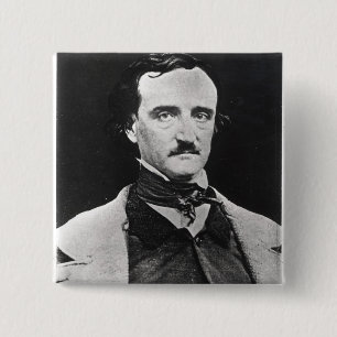 Bóton Quadrado 5.08cm Retrato de Edgar Allan Poe