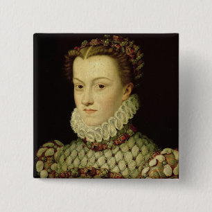 Bóton Quadrado 5.08cm Retrato de Elizabeth de 1554-92) rainhas o de