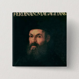 Bóton Quadrado 5.08cm Retrato de Fernão de Magalhães