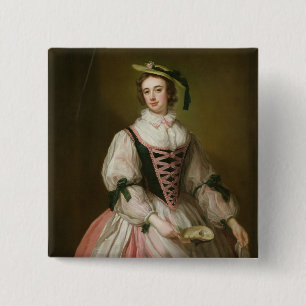 Bóton Quadrado 5.08cm Retrato de Frances Macartney, c.1745