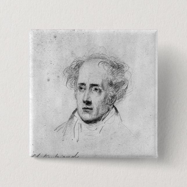 Bóton Quadrado 5.08cm Retrato de Francois Rene Vicomte de (Frente)