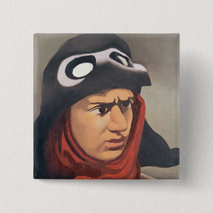Bóton Quadrado 5.08cm Retrato de Guynemer, 1921-23