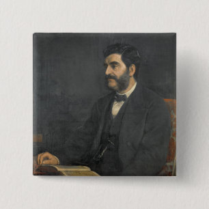 Bóton Quadrado 5.08cm Retrato de Hormuzd Rassam, 1869