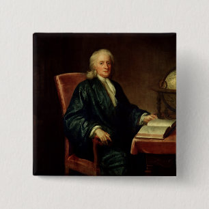 Bóton Quadrado 5.08cm Retrato de Isaac Newton, c.1726
