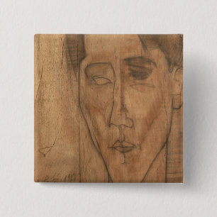 Bóton Quadrado 5.08cm Retrato de Jean Cocteau (1889-1963) 1917 (lápis