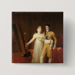 Bóton Quadrado 5.08cm Retrato de Jerome Bonaparte e sua esposa