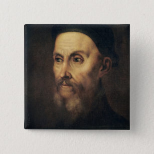 Bóton Quadrado 5.08cm Retrato de João Calvino