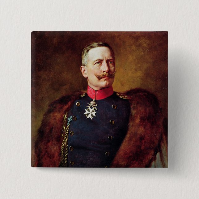 Bóton Quadrado 5.08cm Retrato de Kaiser Wilhelm Ii (Frente)