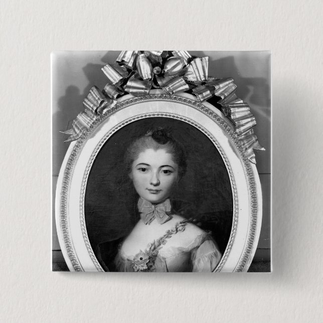 Bóton Quadrado 5.08cm Retrato de Louise Honorine Crozat du Chatel (Frente)