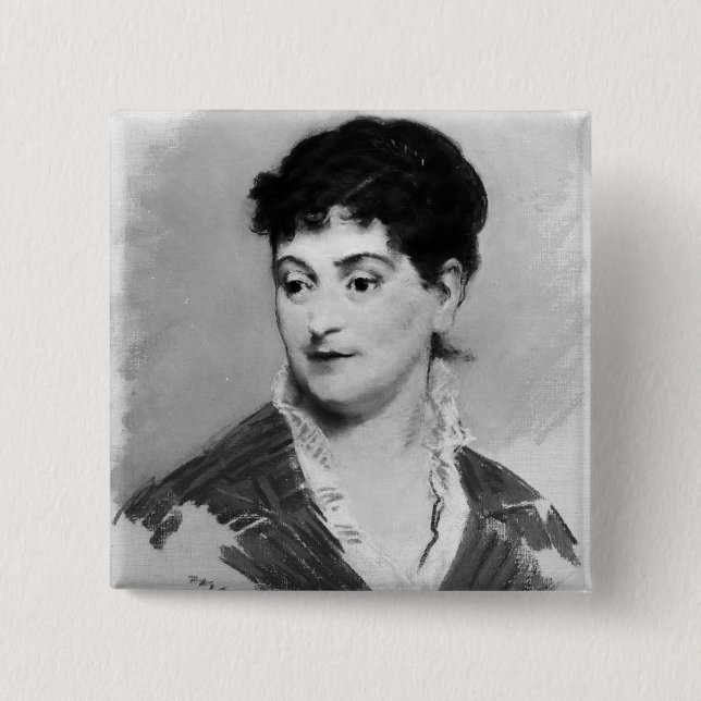 Bóton Quadrado 5.08cm Retrato de Manet | da senhora Emile Zola, 1874 (Frente)