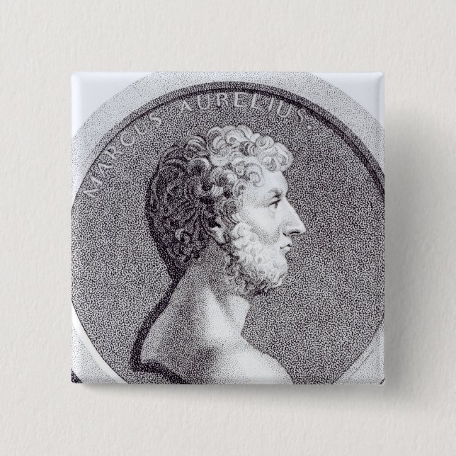 Bóton Quadrado 5.08cm Retrato de Marcus Aurelius (Frente)
