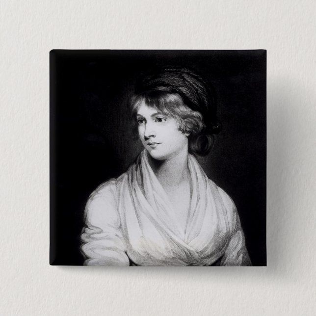 Bóton Quadrado 5.08cm Retrato de Mary Wollstonecraft Godwin (Frente)