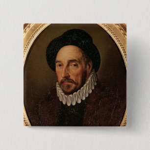Bóton Quadrado 5.08cm Retrato de Michel Eyquem de Montaigne