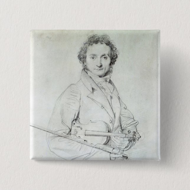 Bóton Quadrado 5.08cm Retrato de Niccolo Paganini 1819 (Frente)