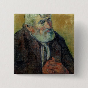 Bóton Quadrado 5.08cm Retrato de Paul Gauguin de um ancião com uma