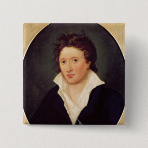 Bóton Quadrado 5.08cm Retrato de Percy Bysshe Shelley, 1819