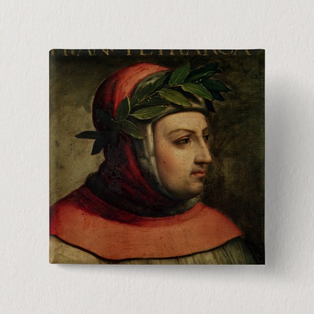 Bóton Quadrado 5.08cm Retrato de Petrarch (Frente)