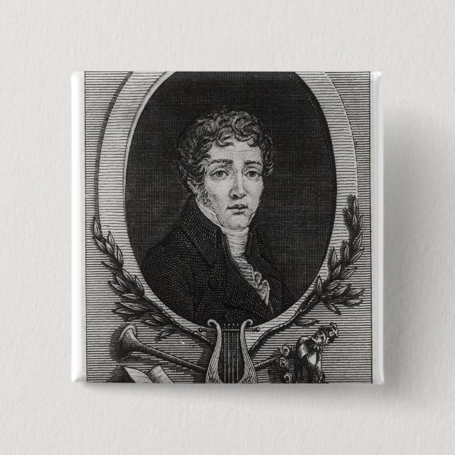 Bóton Quadrado 5.08cm Retrato de Sebastian-Roch Nicolas (Frente)