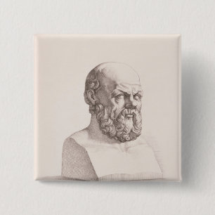Bóton Quadrado 5.08cm Retrato de Socrates