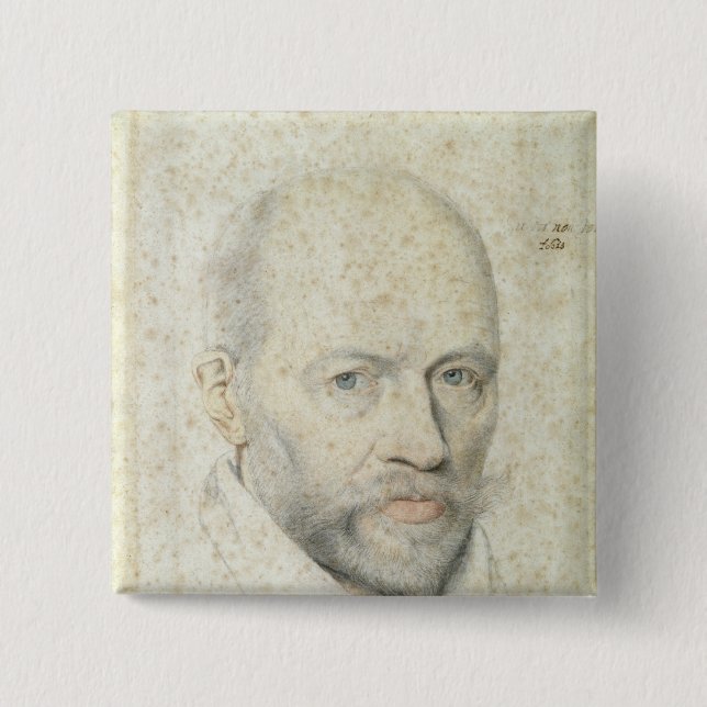 Bóton Quadrado 5.08cm Retrato de St. Vincent de Paul (Frente)