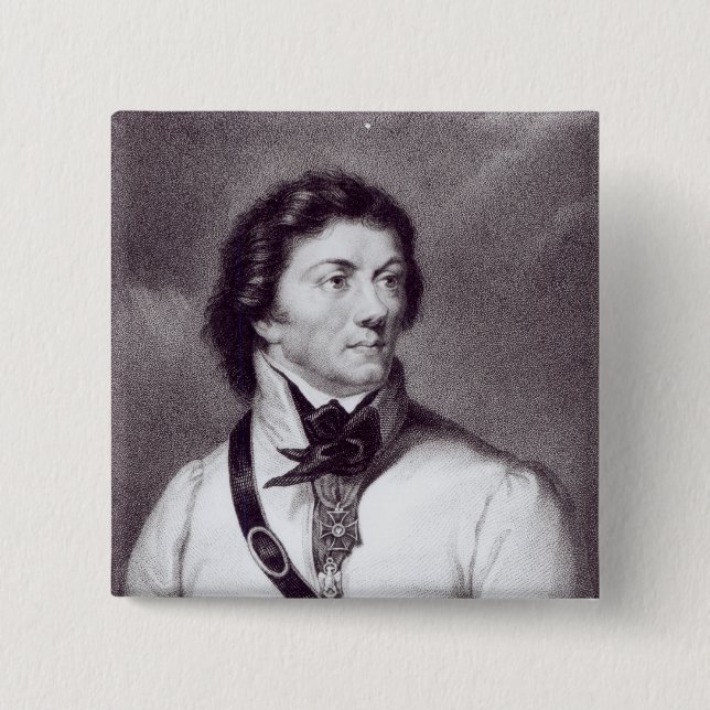 Bóton Quadrado 5.08cm Retrato de Tadeusz Kosciuszko (Frente)