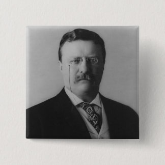 Bóton Quadrado 5.08cm Retrato de Theodore Roosevelt