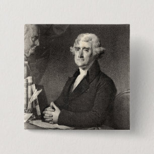 Bóton Quadrado 5.08cm Retrato de Thomas Jefferson