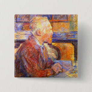 Bóton Quadrado 5.08cm Retrato de Toulouse-Lautrec de Van Gogh