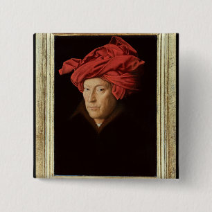 Bóton Quadrado 5.08cm Retrato de um homem, 1433 (óleo no carvalho) (vej
