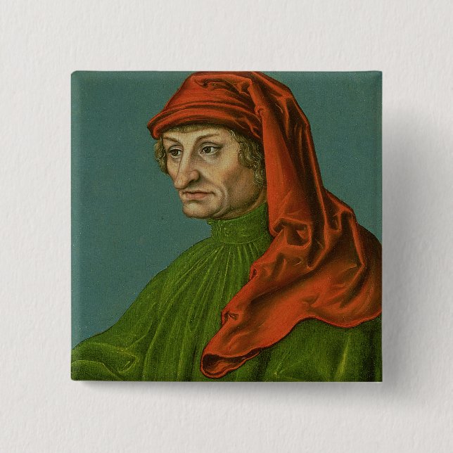 Bóton Quadrado 5.08cm Retrato de um homem 2 (Frente)