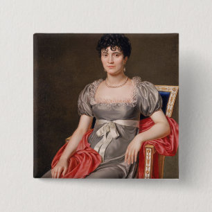 Bóton Quadrado 5.08cm Retrato de um Len de três quartos assentado jovem