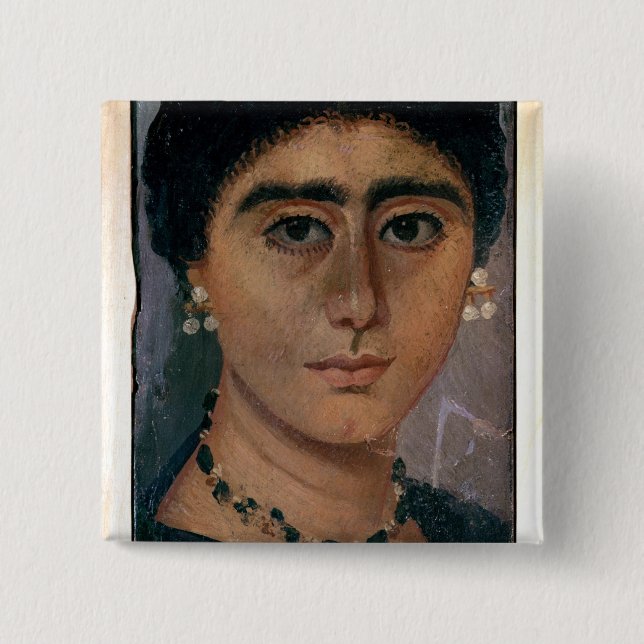 Bóton Quadrado 5.08cm Retrato de uma mulher, de Fayum, ø-4o século (Frente)
