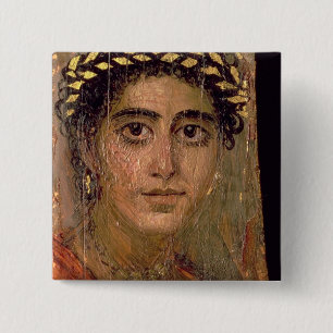 Bóton Quadrado 5.08cm Retrato de uma mulher, de Fayum, Romano-Egípcio,