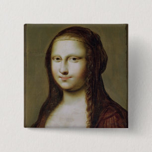 Bóton Quadrado 5.08cm Retrato de uma mulher inspirada pela Mona Lisa