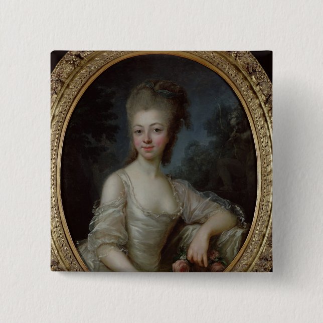 Bóton Quadrado 5.08cm Retrato de uma rapariga, 1775 (Frente)