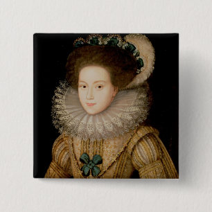 Bóton Quadrado 5.08cm Retrato de uma senhora, possivelmente rainha de
