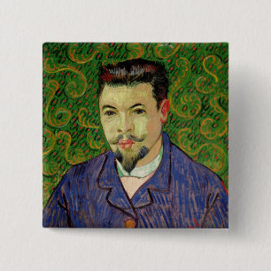 Bóton Quadrado 5.08cm Retrato de Vincent van Gogh   do Dr. Felix Rey,